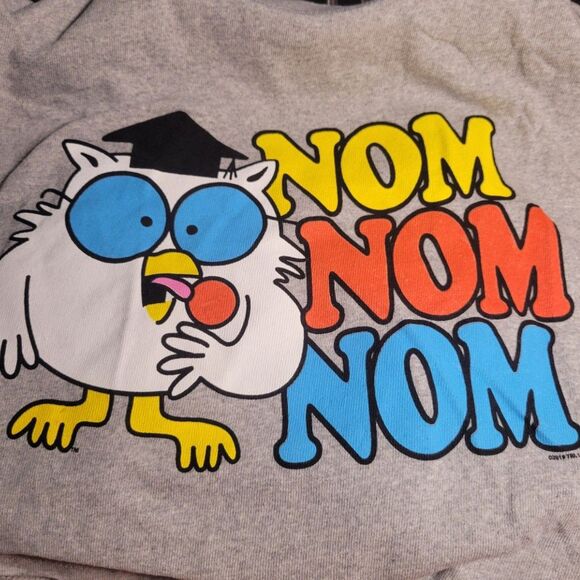 NWT 2XL Tootsie Roll Pops Owl Nom Nom Nom Graphic Tee Gray T-Shirt Brisco Brands - Picture 2 of 5
